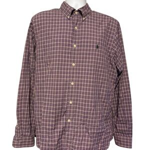 Men’s Ralph Lauren Purple and Yellow Classic Fit Button Down Plaid Shirt Size L